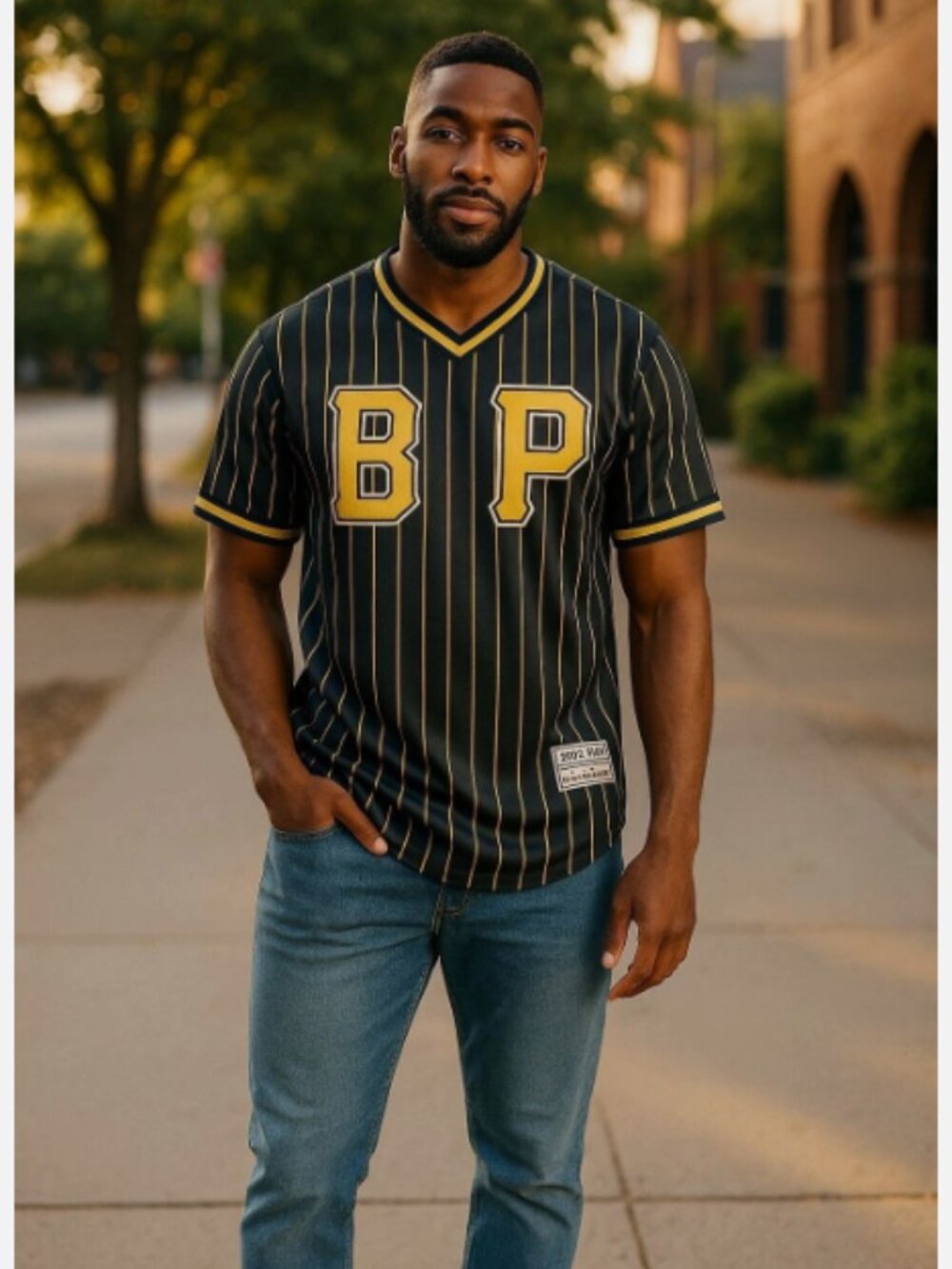 BLACK PYRAMID 2017-2018 Pittsburgh Pirates Baseball Pinstripe Jersey Medium Men